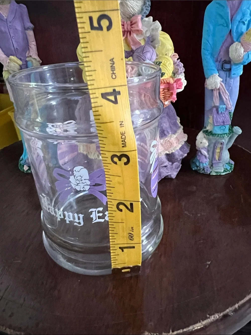 Pastel Bunny Figurine Decor in Yellow and Purple - Brand Unknown